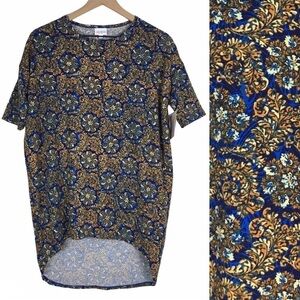 LULAROE Irma Tunic Top Floral Paisley Hi Lo Hem Retro Mod Print Size XXS NWT